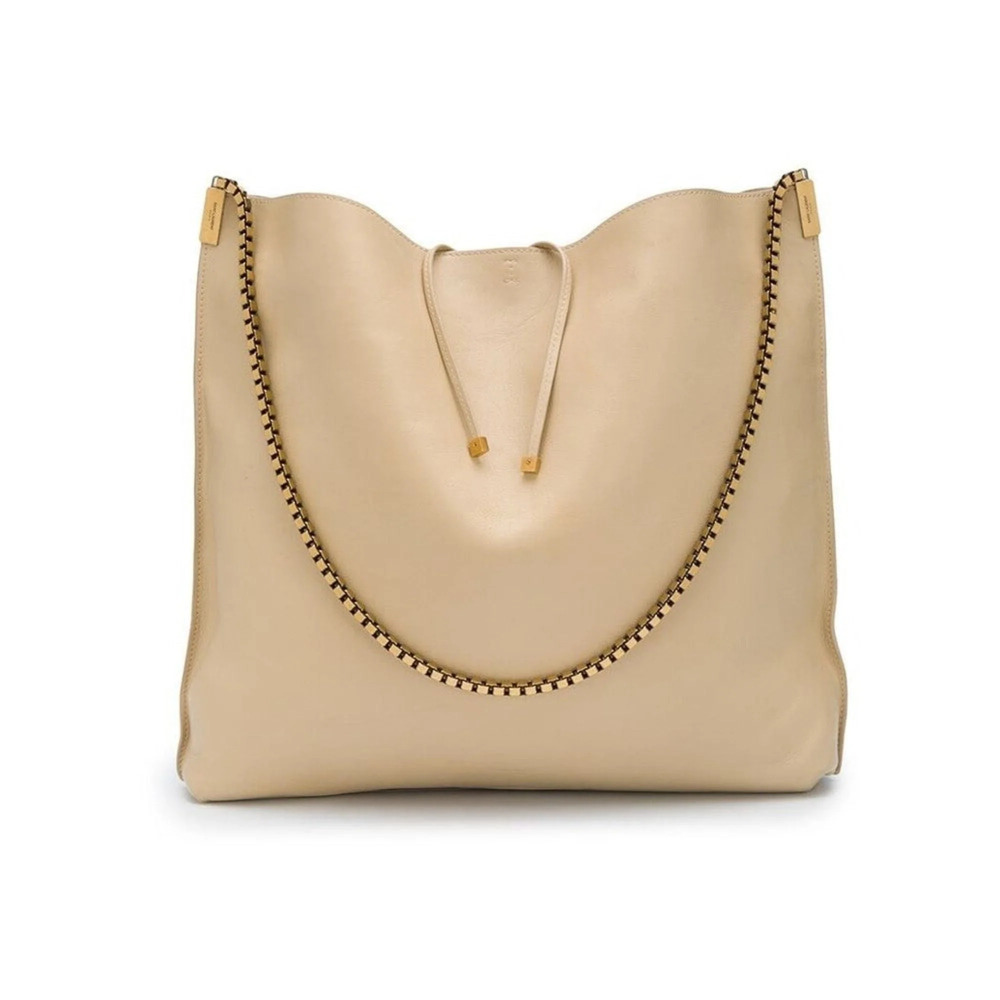 Saint Laurent Suzanne Beige Calfskin Leather Chain Hobo - Picture 5 of 8